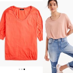 NWT J Crew Dolman Sleeve Oversized Top, Coral, L